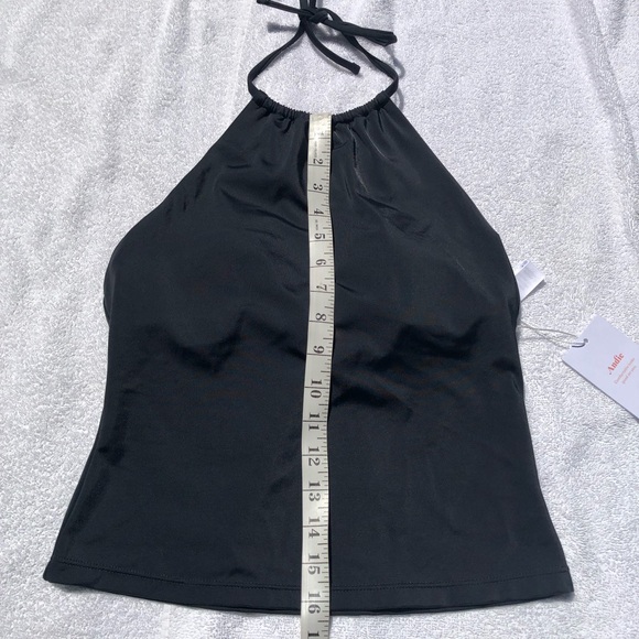 NWT Andie swim the Baja tankini halter tie neck long line bikini top black small - Picture 10 of 13
